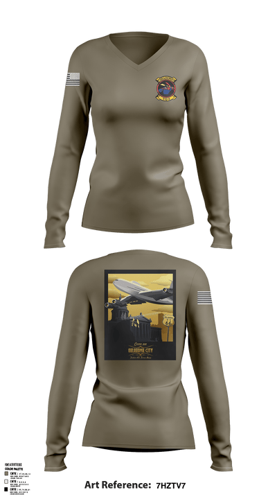 VQ4 Shadows 75642167 Women's Long Sleeve V-neck Shirt - 1