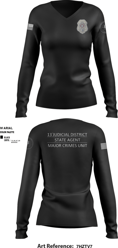 District 13 TF 92193766 Women's Long Sleeve V-neck Shirt - 5