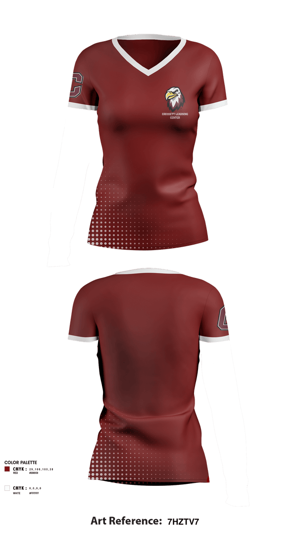 Women's Short Sleeve Vneck Shirt, Crossett Learning Center, Spirit Store, Teamtime, Team time, sublimation, custom sports apparel, team uniforms, spirit wear, spiritwear, sports uniforms, custom shirts, team store, custom team store, fundraiser sports, apparel fundraiser