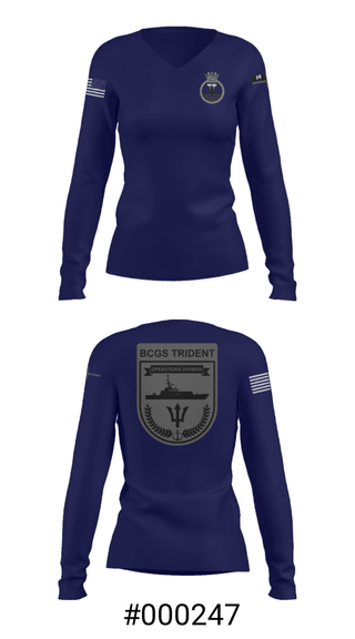 Women's Long Sleeve Vneck Shirt, , Coast Guard, Teamtime, Team time, sublimation, custom sports apparel, team uniforms, spirit wear, spiritwear, sports uniforms, custom shirts, team store, custom team store, fundraiser sports, apparel fundraiser