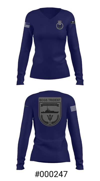 BCGS TRIDENT 3686693 Women's Long Sleeve V-neck Shirt - 43