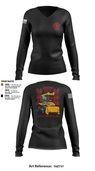 Women's Long Sleeve Vneck Shirt, HHC 1-114 Infantry Brigade, , Teamtime, Team time, sublimation, custom sports apparel, team uniforms, spirit wear, spiritwear, sports uniforms, custom shirts, team store, custom team store, fundraiser sports, apparel fundraiser