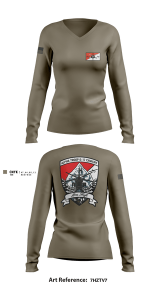 Women's Long Sleeve Vneck Shirt, , Army, Teamtime, Team time, sublimation, custom sports apparel, team uniforms, spirit wear, spiritwear, sports uniforms, custom shirts, team store, custom team store, fundraiser sports, apparel fundraiser