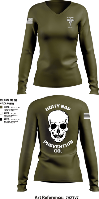 Women's Long Sleeve Vneck Shirt, 2-319th AFAR MED PLT, Army, Teamtime, Team time, sublimation, custom sports apparel, team uniforms, spirit wear, spiritwear, sports uniforms, custom shirts, team store, custom team store, fundraiser sports, apparel fundraiser