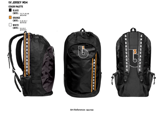 Gear Bag, B3 Ambassadors, Men's Basketball, Teamtime, Team time, sublimation, custom sports apparel, team uniforms, spirit wear, spiritwear, sports uniforms, custom shirts, team store, custom team store, fundraiser sports, apparel fundraiser