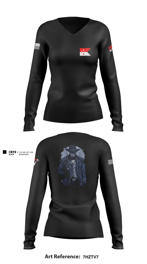 Women's Long Sleeve Vneck Shirt, 2-6 Cav A Trp, Army, Teamtime, Team time, sublimation, custom sports apparel, team uniforms, spirit wear, spiritwear, sports uniforms, custom shirts, team store, custom team store, fundraiser sports, apparel fundraiser