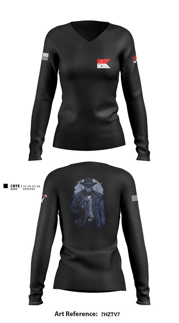 Women's Long Sleeve Vneck Shirt, 2-6 Cav A Trp, Army, Teamtime, Team time, sublimation, custom sports apparel, team uniforms, spirit wear, spiritwear, sports uniforms, custom shirts, team store, custom team store, fundraiser sports, apparel fundraiser