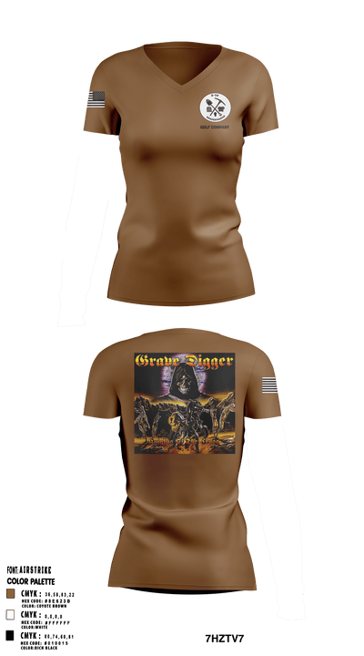 Grave digger 21039864 Women's Short Sleeve V-neck Shirt - 3 (1)
