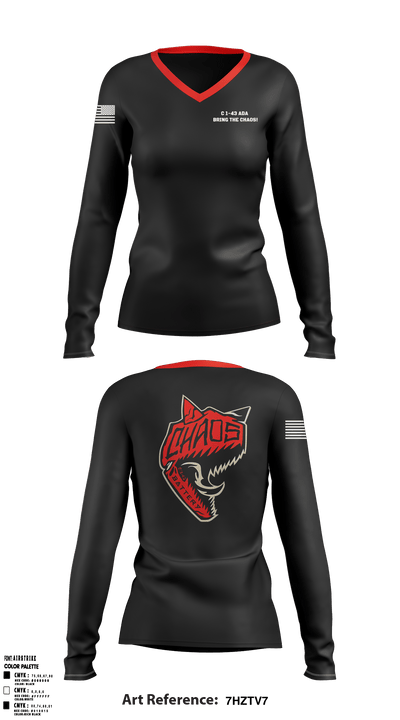 C 1-43 ADA 26758454 Women's Long Sleeve V-neck Shirt - 6