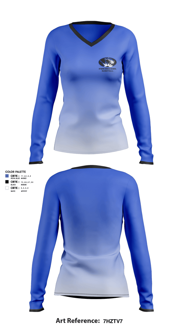 Women's Long Sleeve Vneck Shirt, Stroud Middle School, Women's Basketball, Teamtime, Team time, sublimation, custom sports apparel, team uniforms, spirit wear, spiritwear, sports uniforms, custom shirts, team store, custom team store, fundraiser sports, apparel fundraiser