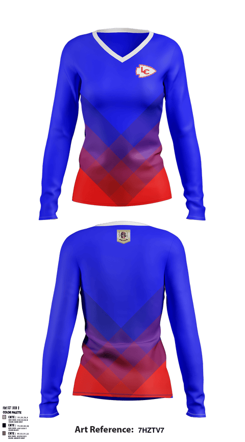 Women's Long Sleeve Vneck Shirt, Lakeland Senior High School, Spirit Store, Teamtime, Team time, sublimation, custom sports apparel, team uniforms, spirit wear, spiritwear, sports uniforms, custom shirts, team store, custom team store, fundraiser sports, apparel fundraiser