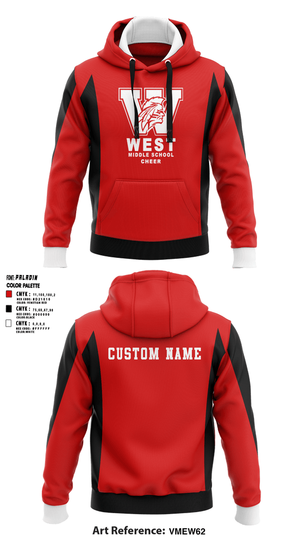 Hoodie, West Middle School Cheer, Cheer, Teamtime, Team time, sublimation, custom sports apparel, team uniforms, spirit wear, spiritwear, sports uniforms, custom shirts, team store, custom team store, fundraiser sports, apparel fundraiser