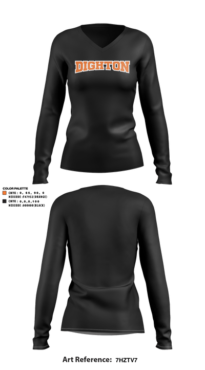 Dighton High School 76298618 Women's Long Sleeve V-neck Shirt - 4