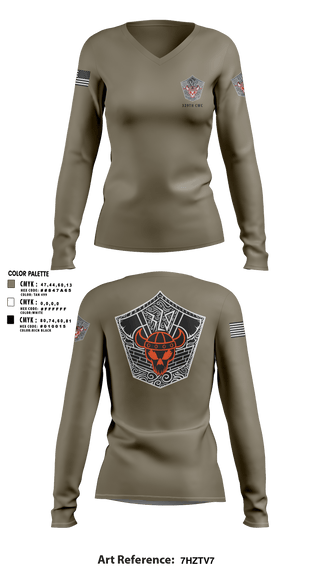 Women's Long Sleeve Vneck Shirt, 329TH CWC, Army, Teamtime, Team time, sublimation, custom sports apparel, team uniforms, spirit wear, spiritwear, sports uniforms, custom shirts, team store, custom team store, fundraiser sports, apparel fundraiser