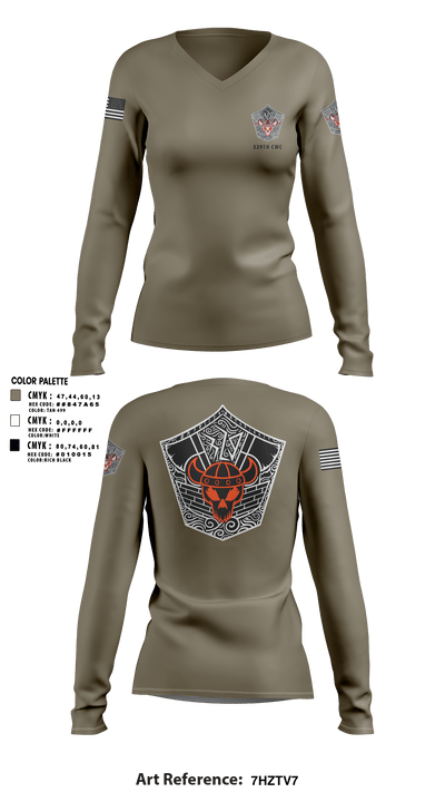 329TH CWC 25491808 Women's Long Sleeve V-neck Shirt - 1