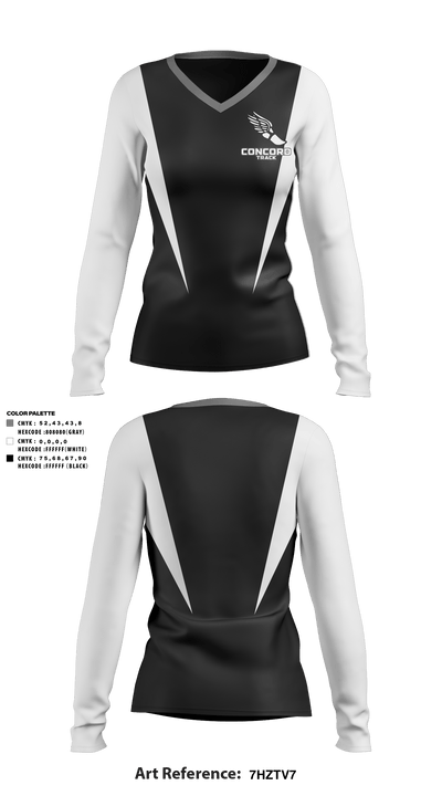 Concord High School Track 53059740 Women's Long Sleeve V-neck Shirt - 3