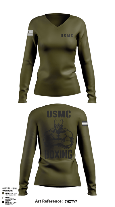 Marine corps boxing 8713175 Women's Long Sleeve V-neck Shirt - 1