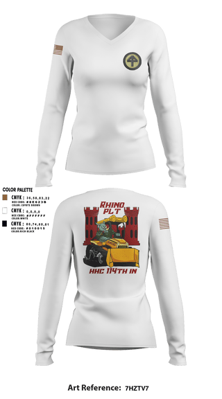 Women's Long Sleeve Vneck Shirt, HHC 1-114 Infantry Brigade, , Teamtime, Team time, sublimation, custom sports apparel, team uniforms, spirit wear, spiritwear, sports uniforms, custom shirts, team store, custom team store, fundraiser sports, apparel fundraiser