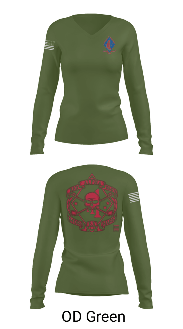 Women's Long Sleeve Vneck Shirt, , Marines, Teamtime, Team time, sublimation, custom sports apparel, team uniforms, spirit wear, spiritwear, sports uniforms, custom shirts, team store, custom team store, fundraiser sports, apparel fundraiser