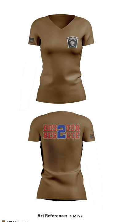 Boston Fire Department 86583184 Women's Short Sleeve V-neck Shirt - 2
