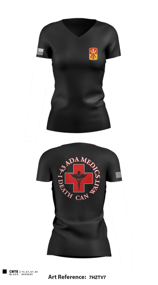 Women's Short Sleeve Vneck Shirt, Medics, 1-43 ADA, Army, Teamtime, Team time, sublimation, custom sports apparel, team uniforms, spirit wear, spiritwear, sports uniforms, custom shirts, team store, custom team store, fundraiser sports, apparel fundraiser