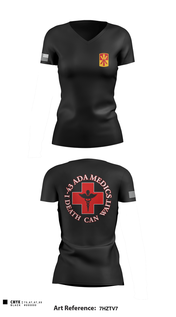 Women's Short Sleeve Vneck Shirt, Medics, 1-43 ADA, Army, Teamtime, Team time, sublimation, custom sports apparel, team uniforms, spirit wear, spiritwear, sports uniforms, custom shirts, team store, custom team store, fundraiser sports, apparel fundraiser
