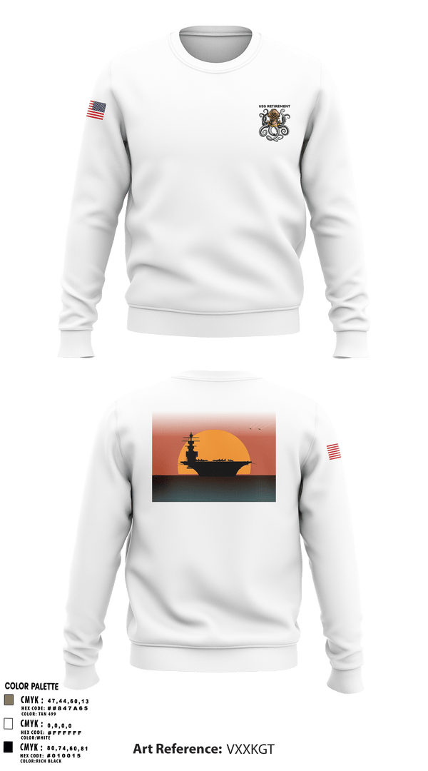 Crew Neck Sweatshirt, USS Retirement, Navy, Teamtime, Team time, sublimation, custom sports apparel, team uniforms, spirit wear, spiritwear, sports uniforms, custom shirts, team store, custom team store, fundraiser sports, apparel fundraiser