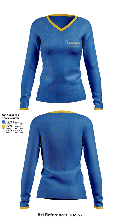 Women's Long Sleeve Vneck Shirt, Crook County High School Cheer, Cheer, Teamtime, Team time, sublimation, custom sports apparel, team uniforms, spirit wear, spiritwear, sports uniforms, custom shirts, team store, custom team store, fundraiser sports, apparel fundraiser