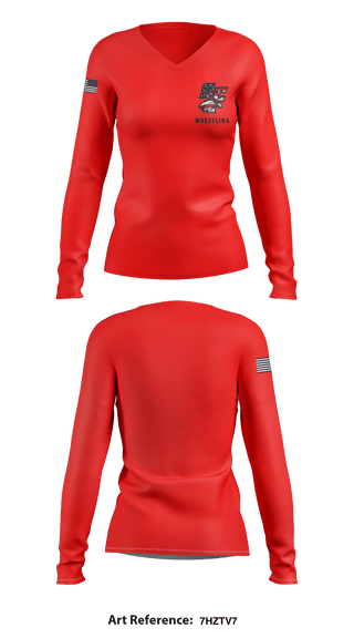 Women's Long Sleeve Vneck Shirt, Santiam Christian School Wrestling, Wrestling, Teamtime, Team time, sublimation, custom sports apparel, team uniforms, spirit wear, spiritwear, sports uniforms, custom shirts, team store, custom team store, fundraiser sports, apparel fundraiser