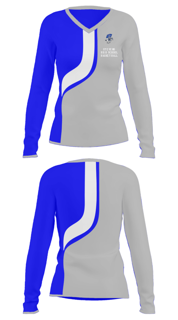 Women's Long Sleeve Vneck Shirt, Stevens High School Basketball, Men's Basketball, Teamtime, Team time, sublimation, custom sports apparel, team uniforms, spirit wear, spiritwear, sports uniforms, custom shirts, team store, custom team store, fundraiser sports, apparel fundraiser