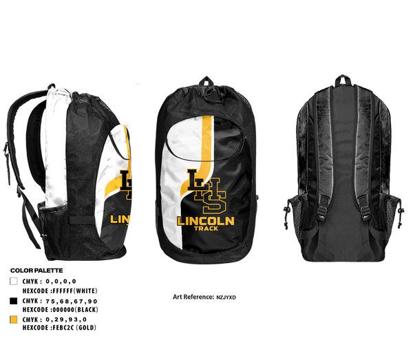 Gear Bag, Lincoln High School Track, Track & Field, Teamtime, Team time, sublimation, custom sports apparel, team uniforms, spirit wear, spiritwear, sports uniforms, custom shirts, team store, custom team store, fundraiser sports, apparel fundraiser