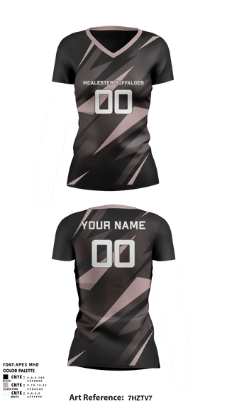 Women's Short Sleeve Vneck Shirt, McAlester Buffaloes, Women's Volleyball, Teamtime, Team time, sublimation, custom sports apparel, team uniforms, spirit wear, spiritwear, sports uniforms, custom shirts, team store, custom team store, fundraiser sports, apparel fundraiser