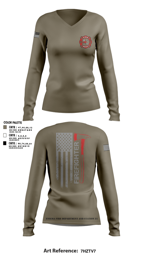 Women's Long Sleeve Vneck Shirt, enigma, station 21, Fire Department, Teamtime, Team time, sublimation, custom sports apparel, team uniforms, spirit wear, spiritwear, sports uniforms, custom shirts, team store, custom team store, fundraiser sports, apparel fundraiser