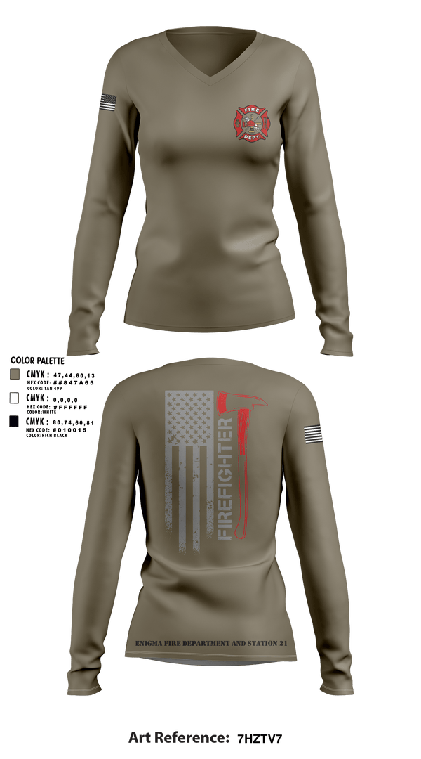 Women's Long Sleeve Vneck Shirt, enigma, station 21, Fire Department, Teamtime, Team time, sublimation, custom sports apparel, team uniforms, spirit wear, spiritwear, sports uniforms, custom shirts, team store, custom team store, fundraiser sports, apparel fundraiser