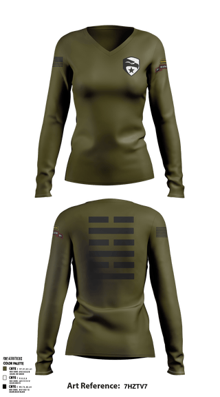 Women's Long Sleeve Vneck Shirt, , Army, Teamtime, Team time, sublimation, custom sports apparel, team uniforms, spirit wear, spiritwear, sports uniforms, custom shirts, team store, custom team store, fundraiser sports, apparel fundraiser