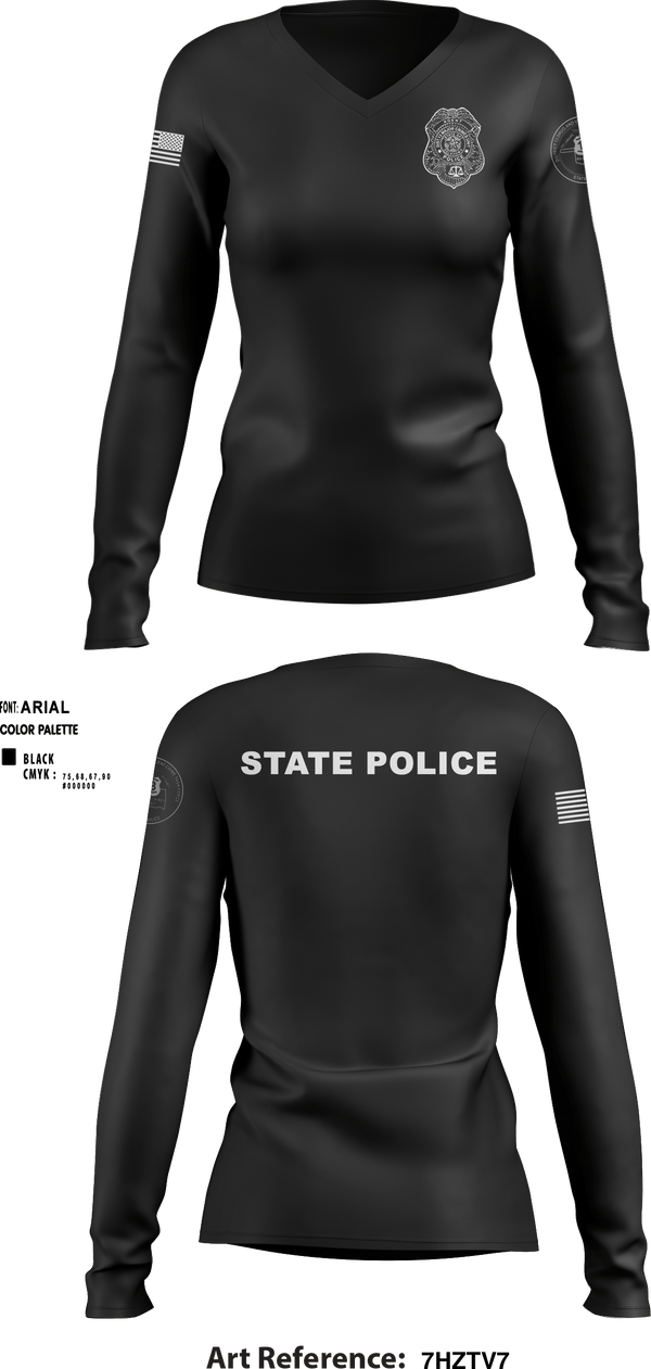 Women's Long Sleeve Vneck Shirt, , Police, Teamtime, Team time, sublimation, custom sports apparel, team uniforms, spirit wear, spiritwear, sports uniforms, custom shirts, team store, custom team store, fundraiser sports, apparel fundraiser