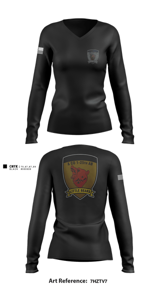 Women's Long Sleeve Vneck Shirt, A Co. 1-25 AB, Army, Teamtime, Team time, sublimation, custom sports apparel, team uniforms, spirit wear, spiritwear, sports uniforms, custom shirts, team store, custom team store, fundraiser sports, apparel fundraiser