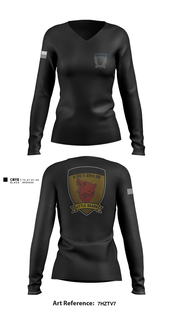 Women's Long Sleeve Vneck Shirt, A Co. 1-25 AB, Army, Teamtime, Team time, sublimation, custom sports apparel, team uniforms, spirit wear, spiritwear, sports uniforms, custom shirts, team store, custom team store, fundraiser sports, apparel fundraiser