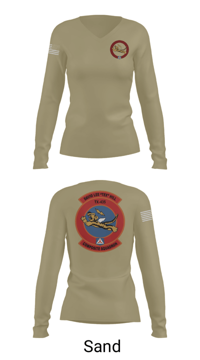 David Lee “Tex” Hill Composite Squadron 94056654 Women's Long Sleeve V-neck Shirt - 41