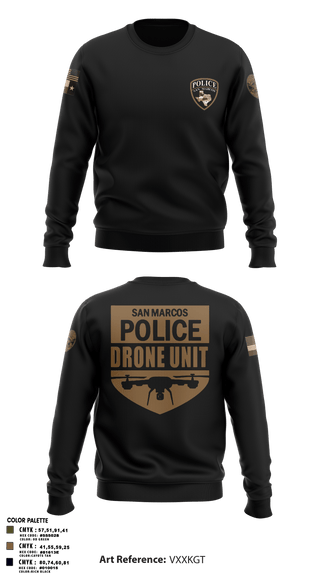 Crew Neck Sweatshirt, San Marcos Police Drone Unit, Police, Teamtime, Team time, sublimation, custom sports apparel, team uniforms, spirit wear, spiritwear, sports uniforms, custom shirts, team store, custom team store, fundraiser sports, apparel fundraiser