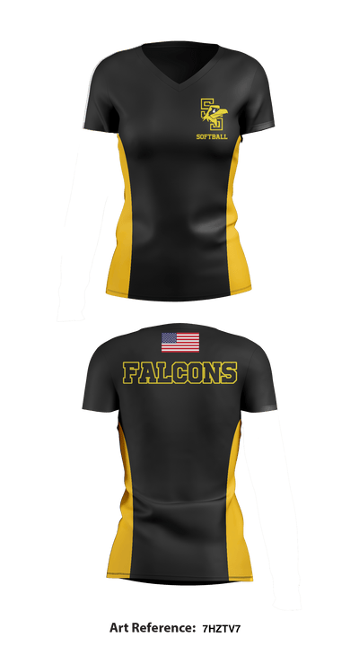 Falcons 33991441 Women's Short Sleeve V-neck Shirt - 2