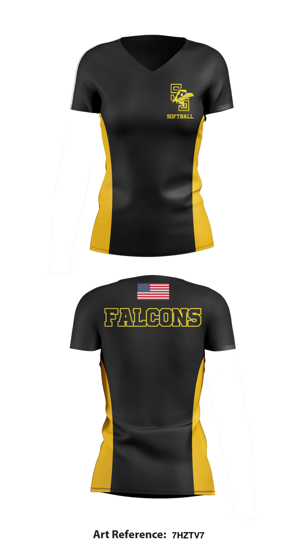 Women's Short Sleeve Vneck Shirt, Falcons, Softball, Teamtime, Team time, sublimation, custom sports apparel, team uniforms, spirit wear, spiritwear, sports uniforms, custom shirts, team store, custom team store, fundraiser sports, apparel fundraiser