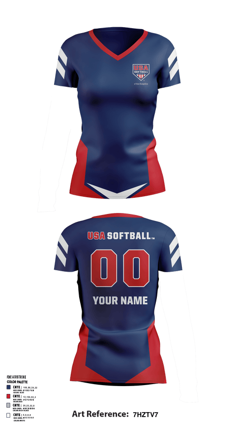 Women's Short Sleeve Vneck Shirt, USA Softball of NH, Softball, Teamtime, Team time, sublimation, custom sports apparel, team uniforms, spirit wear, spiritwear, sports uniforms, custom shirts, team store, custom team store, fundraiser sports, apparel fundraiser