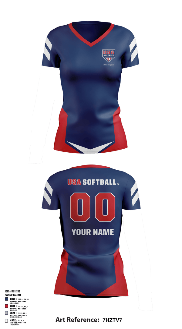 Women's Short Sleeve Vneck Shirt, USA Softball of NH, Softball, Teamtime, Team time, sublimation, custom sports apparel, team uniforms, spirit wear, spiritwear, sports uniforms, custom shirts, team store, custom team store, fundraiser sports, apparel fundraiser