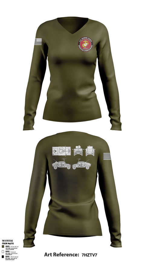 Women's Long Sleeve Vneck Shirt, , Marines, Teamtime, Team time, sublimation, custom sports apparel, team uniforms, spirit wear, spiritwear, sports uniforms, custom shirts, team store, custom team store, fundraiser sports, apparel fundraiser
