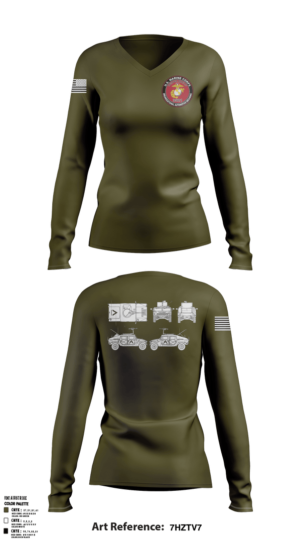 Women's Long Sleeve Vneck Shirt, , Marines, Teamtime, Team time, sublimation, custom sports apparel, team uniforms, spirit wear, spiritwear, sports uniforms, custom shirts, team store, custom team store, fundraiser sports, apparel fundraiser