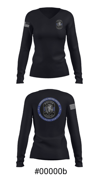 Women's Long Sleeve Vneck Shirt, , Police, Teamtime, Team time, sublimation, custom sports apparel, team uniforms, spirit wear, spiritwear, sports uniforms, custom shirts, team store, custom team store, fundraiser sports, apparel fundraiser