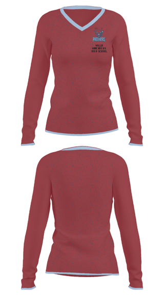 Women's Long Sleeve Vneck Shirt, Wallis Annenberg High School, Spirit Store, Teamtime, Team time, sublimation, custom sports apparel, team uniforms, spirit wear, spiritwear, sports uniforms, custom shirts, team store, custom team store, fundraiser sports, apparel fundraiser