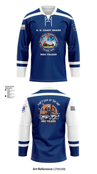 Hockey Jersey, MSU Toledo, Coast Guard, Teamtime, Team time, sublimation, custom sports apparel, team uniforms, spirit wear, spiritwear, sports uniforms, custom shirts, team store, custom team store, fundraiser sports, apparel fundraiser