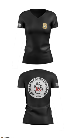 Women's Short Sleeve Vneck Shirt, Stafford County Fire Marshal's Office, Fire Department, Teamtime, Team time, sublimation, custom sports apparel, team uniforms, spirit wear, spiritwear, sports uniforms, custom shirts, team store, custom team store, fundraiser sports, apparel fundraiser